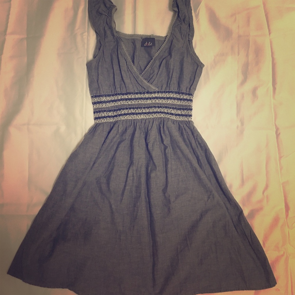 Blue jean colored mini dress.